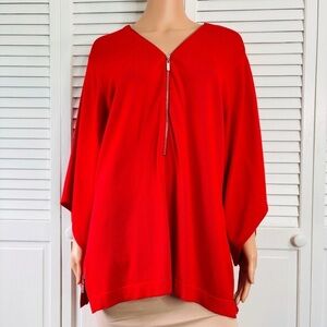 MARBLE Red Zipper Sweater Size Extra Large